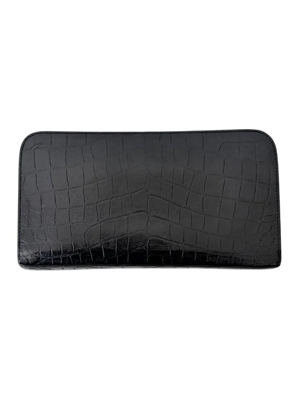 Saint Laurent Black Crocodile-Embossed Paris Zip Around Wallet